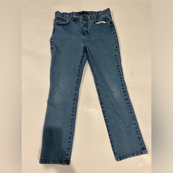 Lauren Ralph Lauren Denim Skinny Jeans Women’s 12 Petite Light Wash Logo Stitch - Picture 1 of 9